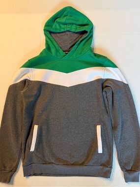 Men's Green & Gray Hooded Pullover Sweatshirt